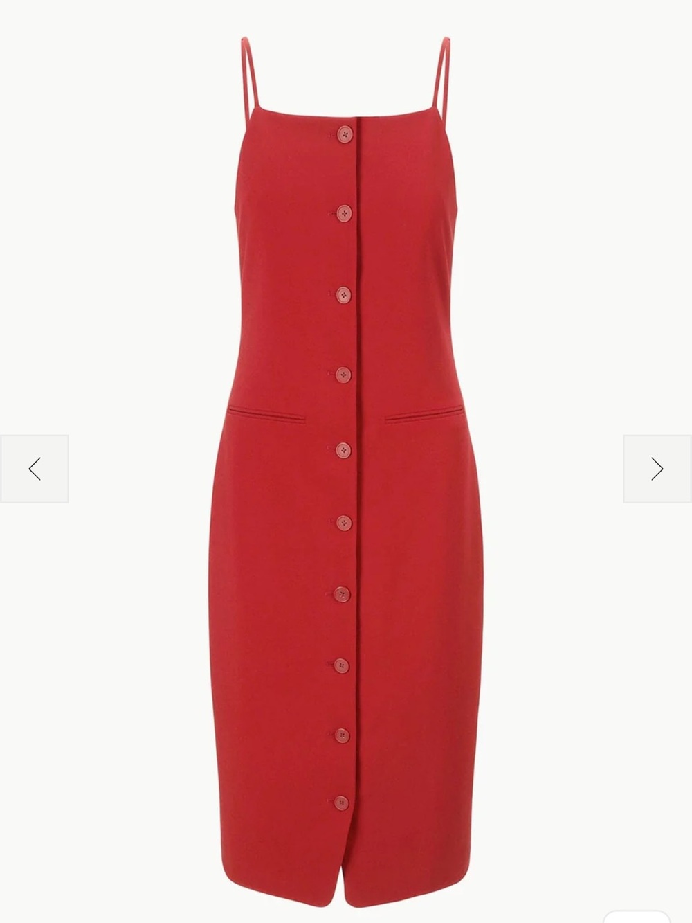 STAUD Red Button-Front Midi Slip Dress